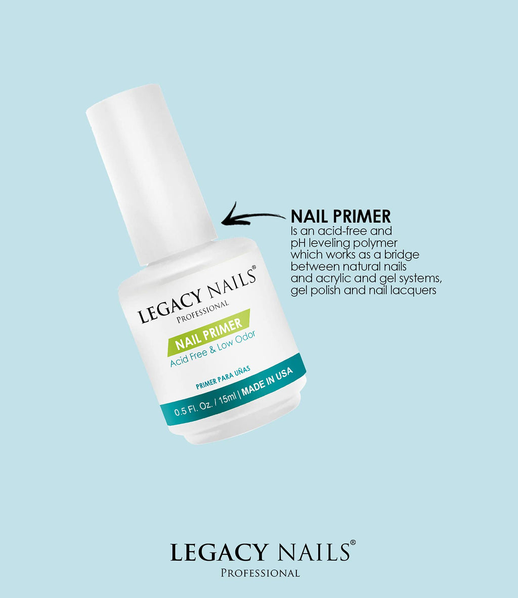 Legacy Nails Nail Primer 0.5oz/15ml – Acid-Free, Low Odor, pH Leveling Polymer