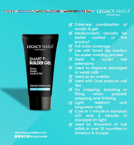 LEGACY NAILS Smart Builder Gel 1oz — Odor-Less, Full-Color Coverage, Sculpting Extensions (Sweet Pineapple)