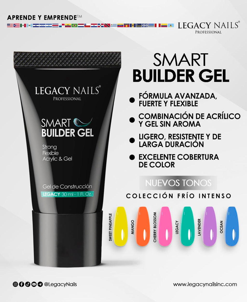 LEGACY NAILS Smart Builder Gel 1oz — Odor-Less, Full-Color Coverage, Sculpting Extensions (Sweet Pineapple)