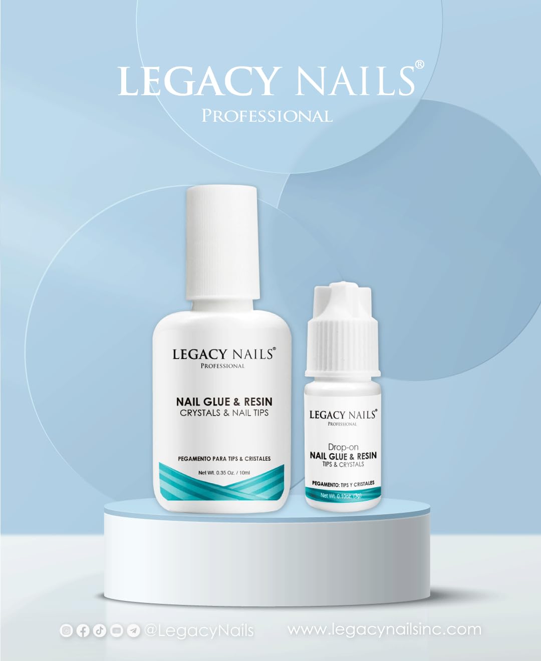 Legacy Nails Pro Nail Glue & Resin 0.5oz Brush-On – Ultra-Strong, Quick-Dry Adhesive