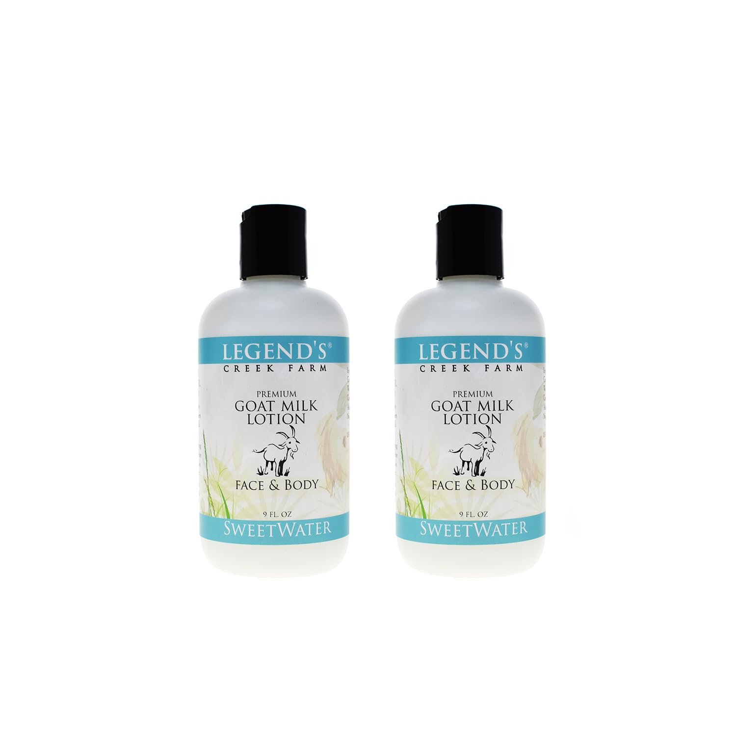 Legend's Creek Farm Goat Milk Lotion – 9 oz Moisturizing Body, Hand & Face (2-Pack) Sweetwater