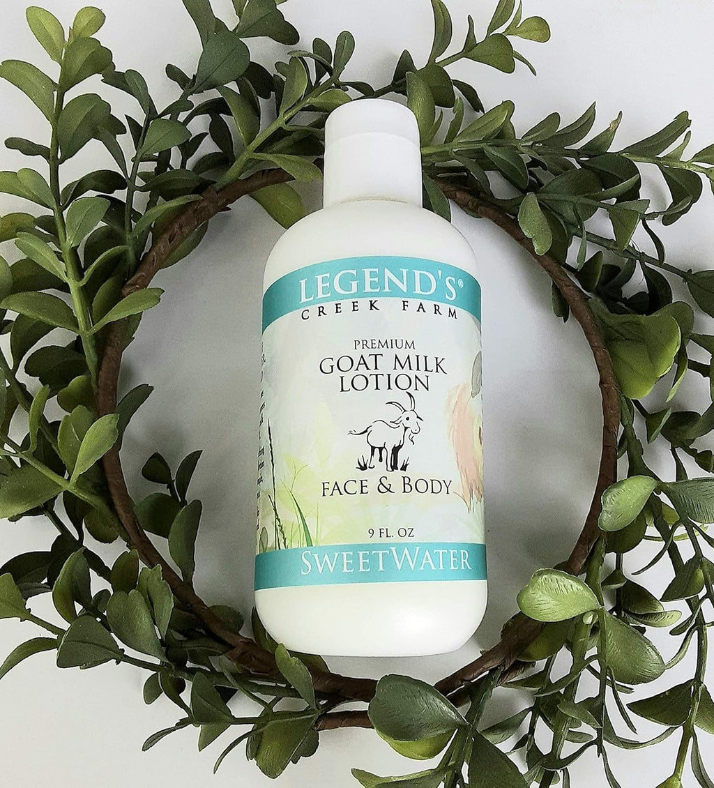Legend's Creek Farm Goat Milk Lotion – 9 oz Moisturizing Body, Hand & Face (2-Pack) Sweetwater