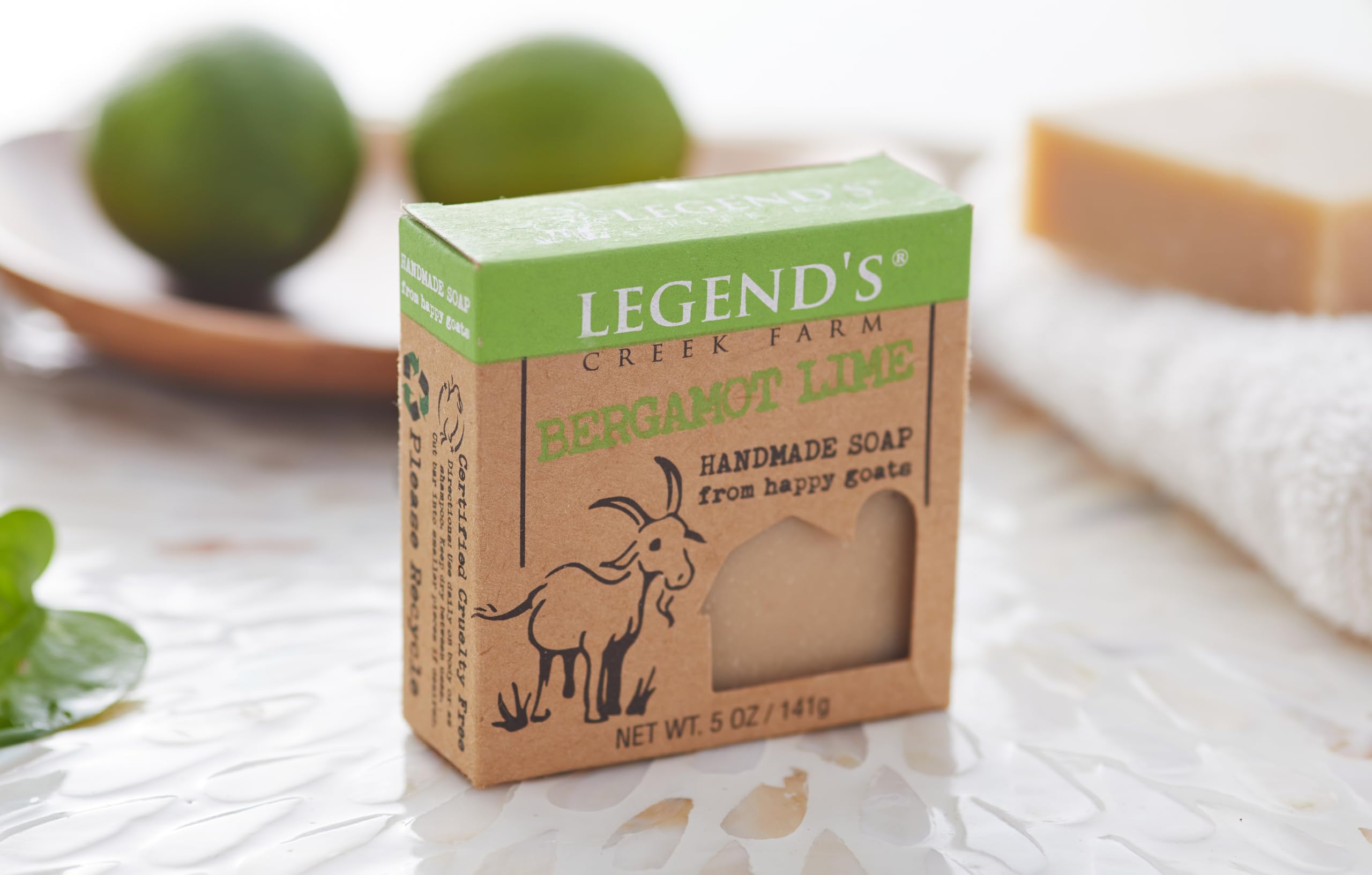 Legend's Creek Farm Goat Milk Soap – Bergamot Lime, 5 oz Bar (2-Pack)