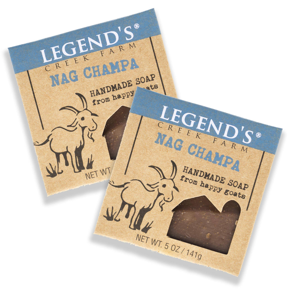 Legend's Creek Farm Goat Milk Soap - Cleansing Moisturizing Bar for Hands & Body - 5 Oz, Creamy Lather, Nag Champa, Pack of 2