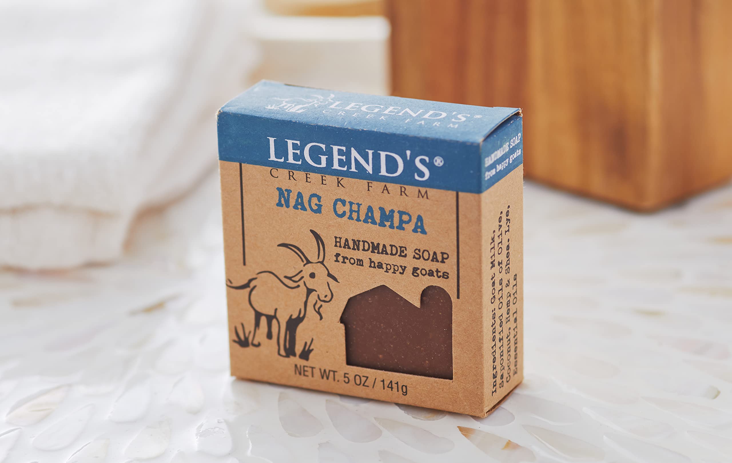 Legend's Creek Farm Goat Milk Soap - Cleansing Moisturizing Bar for Hands & Body - 5 Oz, Creamy Lather, Nag Champa, Pack of 2