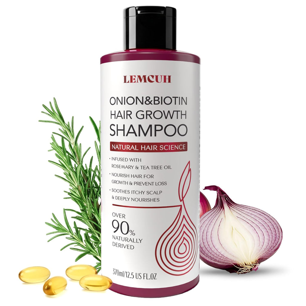 Lemcuh Rosemary Shampoo with Onion & Biotin – Volumizing Thickening Hair Care (12.5 oz)