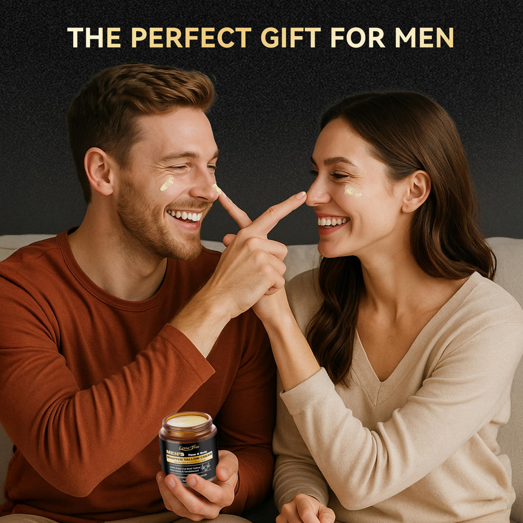 LemeTree Men's Beef Tallow Face Cream – Retinol & Hyaluronic Acid, Sandalwood, 3.5 oz