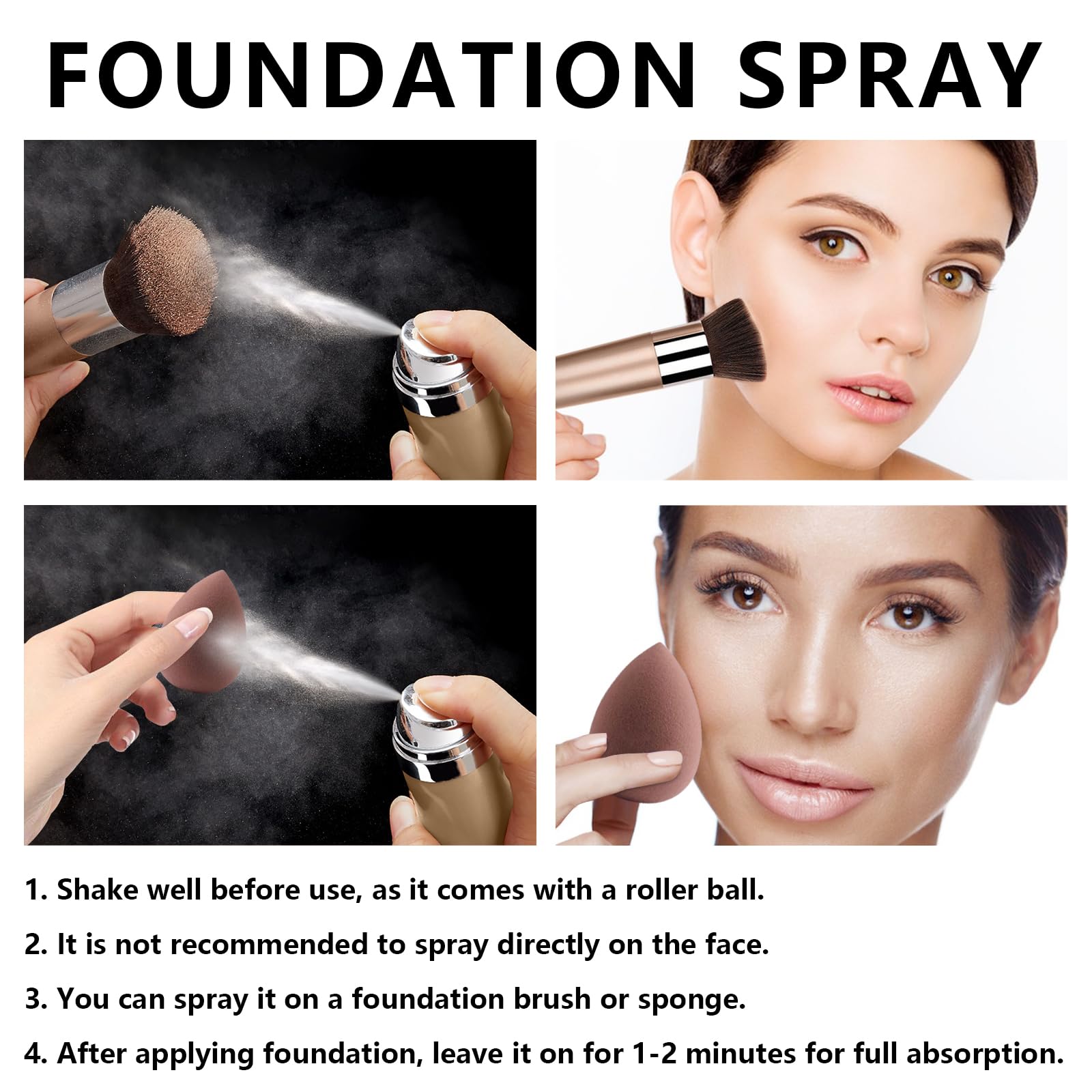 LemonSac AirBrush Foundation Spray with Primer & Brush – Lightweight Full Coverage