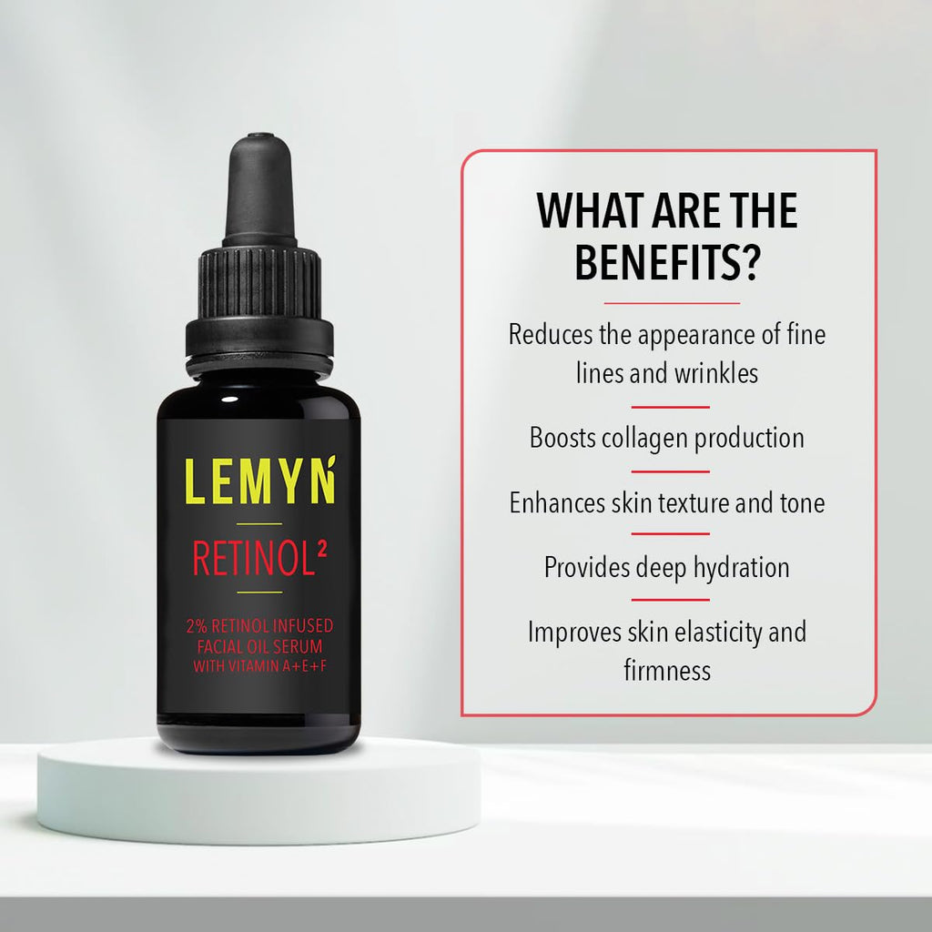 Lemyn Organics Retinol2 Facial Oil Serum – 2% Advanced Gentle Retinol, Hydration & Firming | 15ml