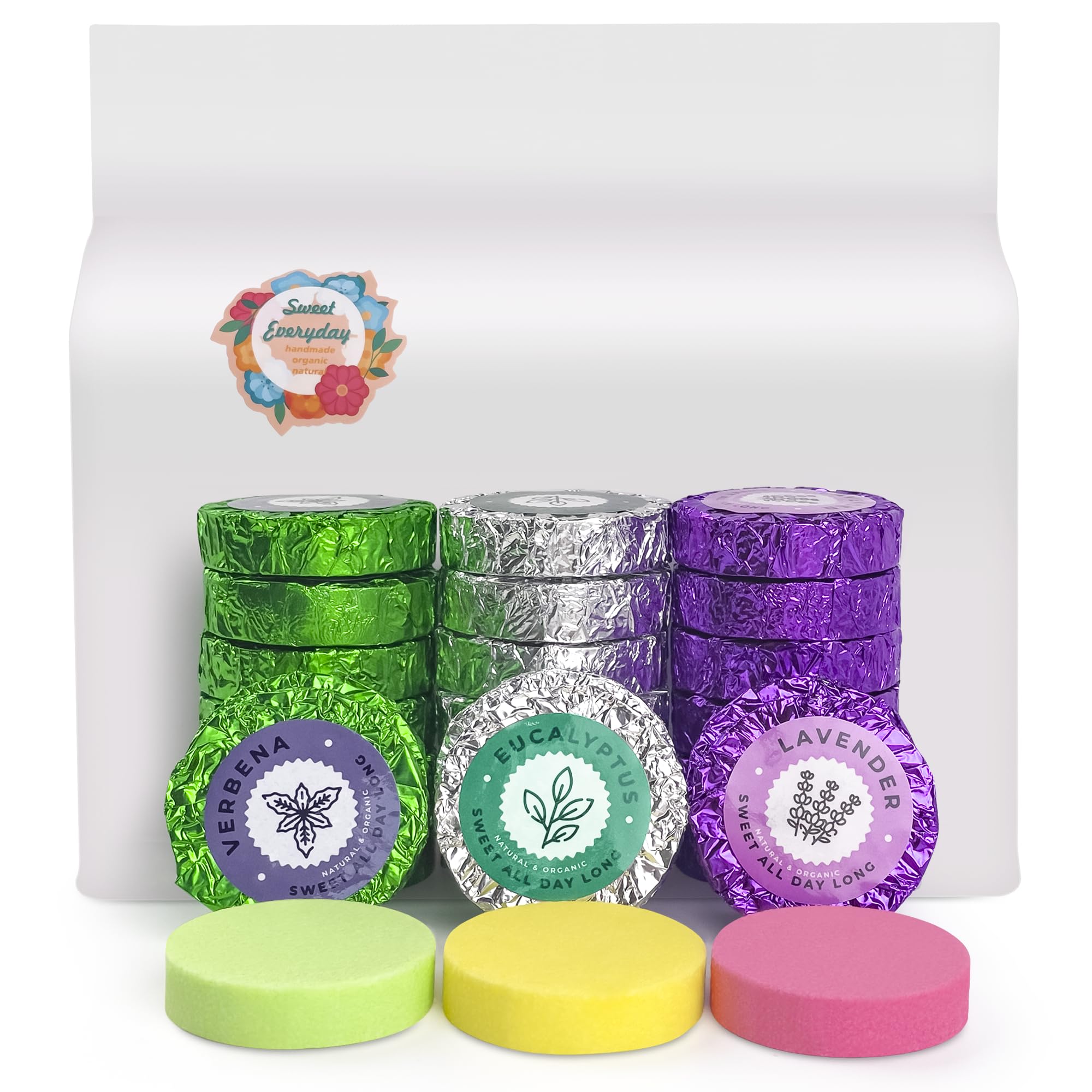 leoce Shower Steamers Gift Set – 45pcs Lavender, Verbena & Eucalyptus Aromatic Tablets