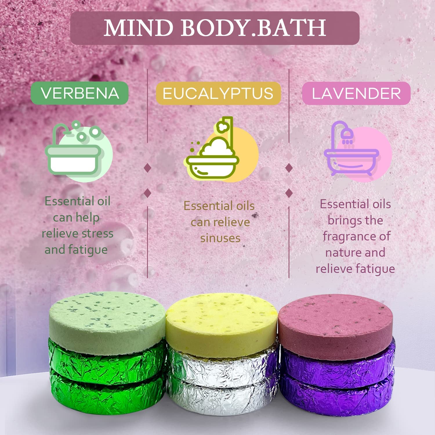 leoce Shower Steamers Gift Set – 45pcs Lavender, Verbena & Eucalyptus Aromatic Tablets