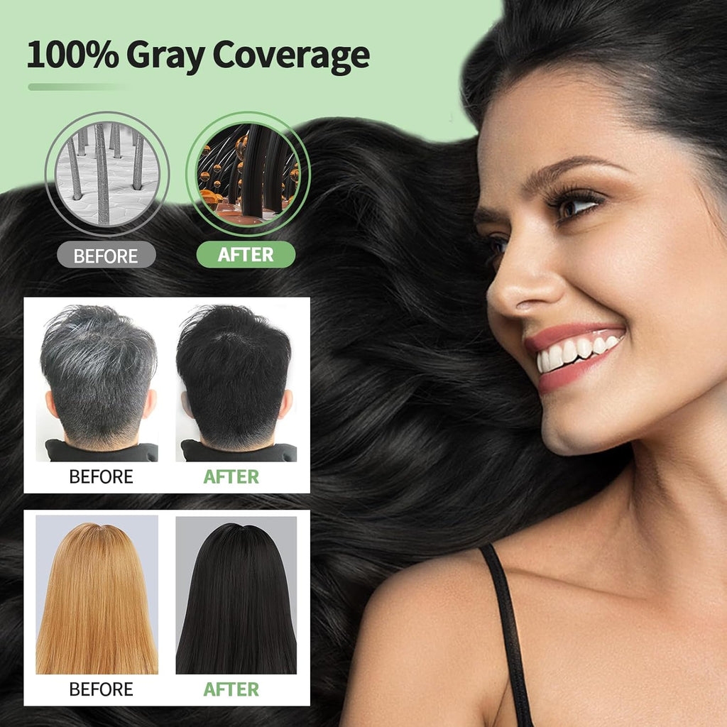 Leorx 2 Pack Black Hair Dye Shampoo — 3-in-1 Color, Cleanse & Condition for Gray Hair