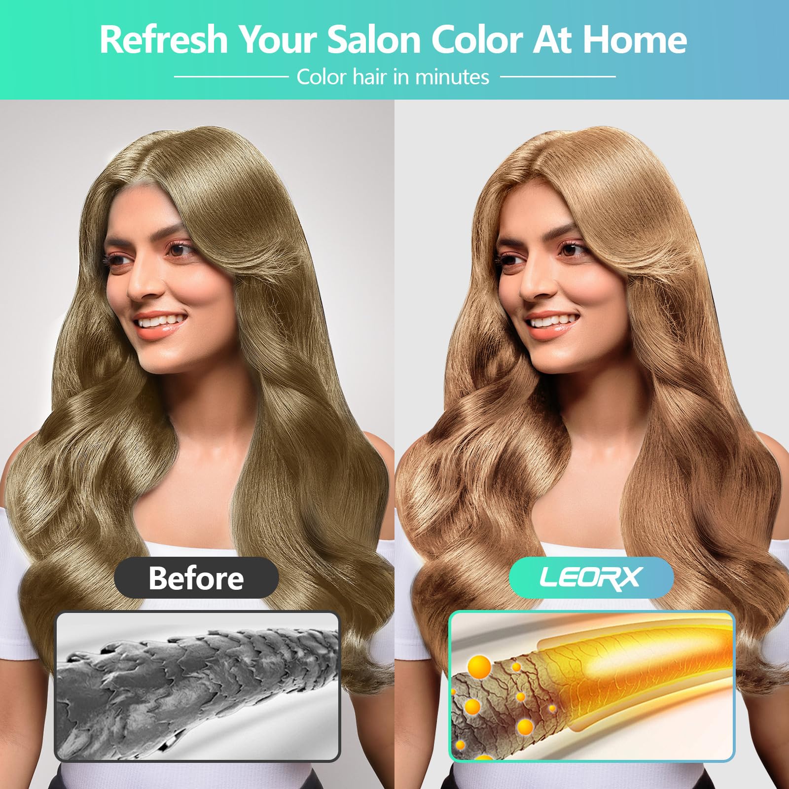Leorx Hair Dye Shampoo 3-In-1 Blonde Brown Color – Instant Herbal Coloring
