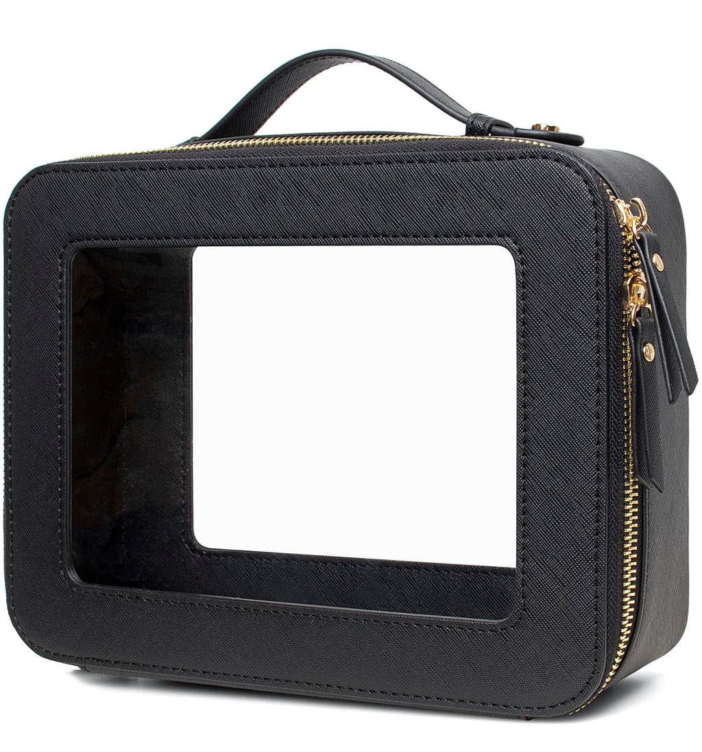 LETGO Clear Makeup Bags - TSA Approved Transparent Travel Organizer (Large Black)