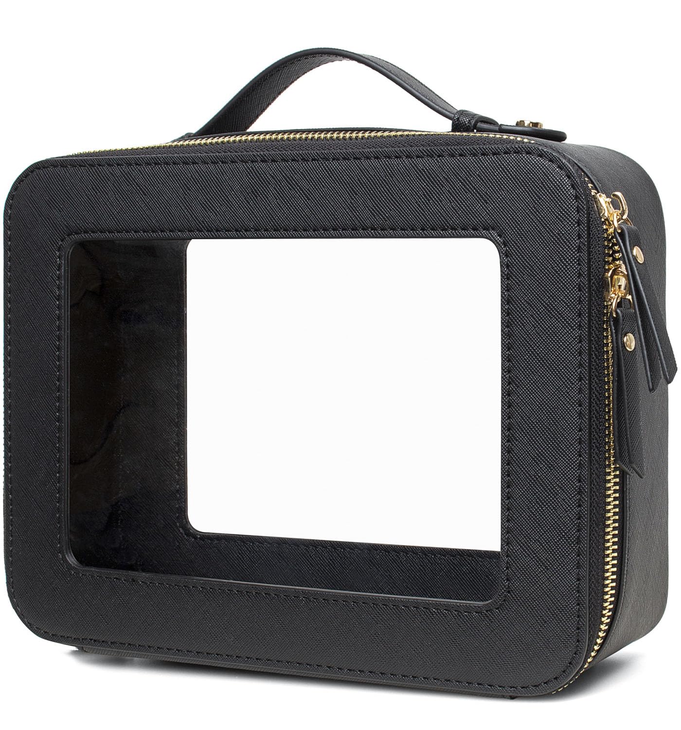 LETGO Clear Makeup Bags - TSA Approved Transparent Travel Organizer (Large Black)