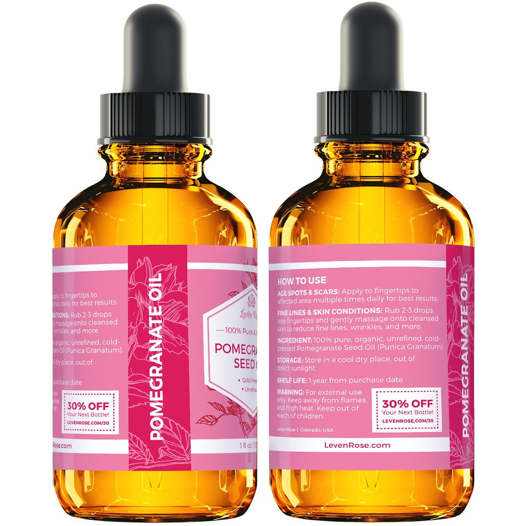Leven Rose Pomegranate Seed Oil – 100% Pure, Unrefined, Cold-Pressed Moisturizer (1 oz)