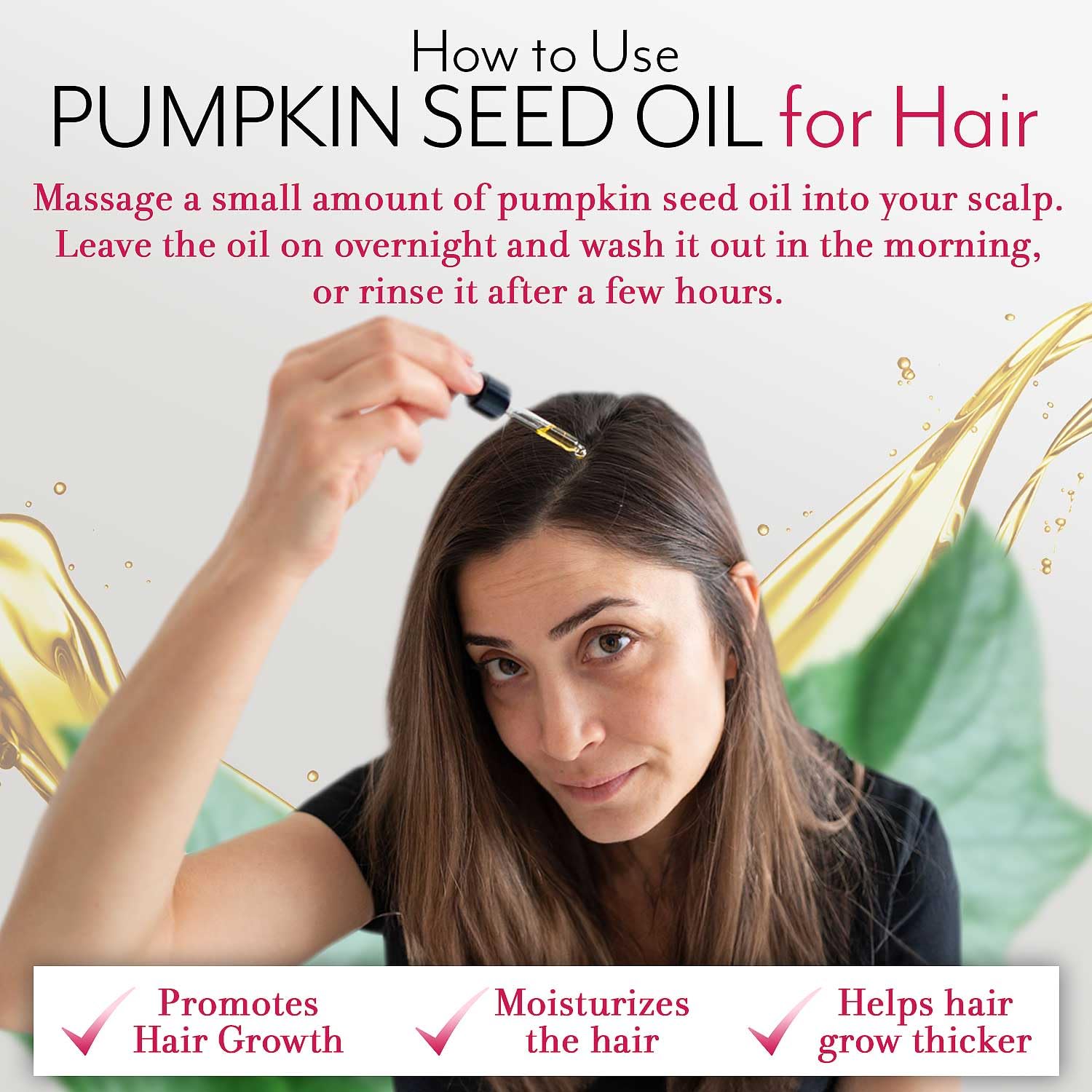 Leven Rose Pumpkin Seed Oil for Hair Growth – 2 oz Pure Cold-Pressed Oil for Skin, Hair & Nails