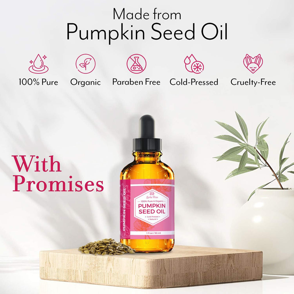 Leven Rose Pumpkin Seed Oil for Hair Growth – 2 oz Pure Cold-Pressed Oil for Skin, Hair & Nails