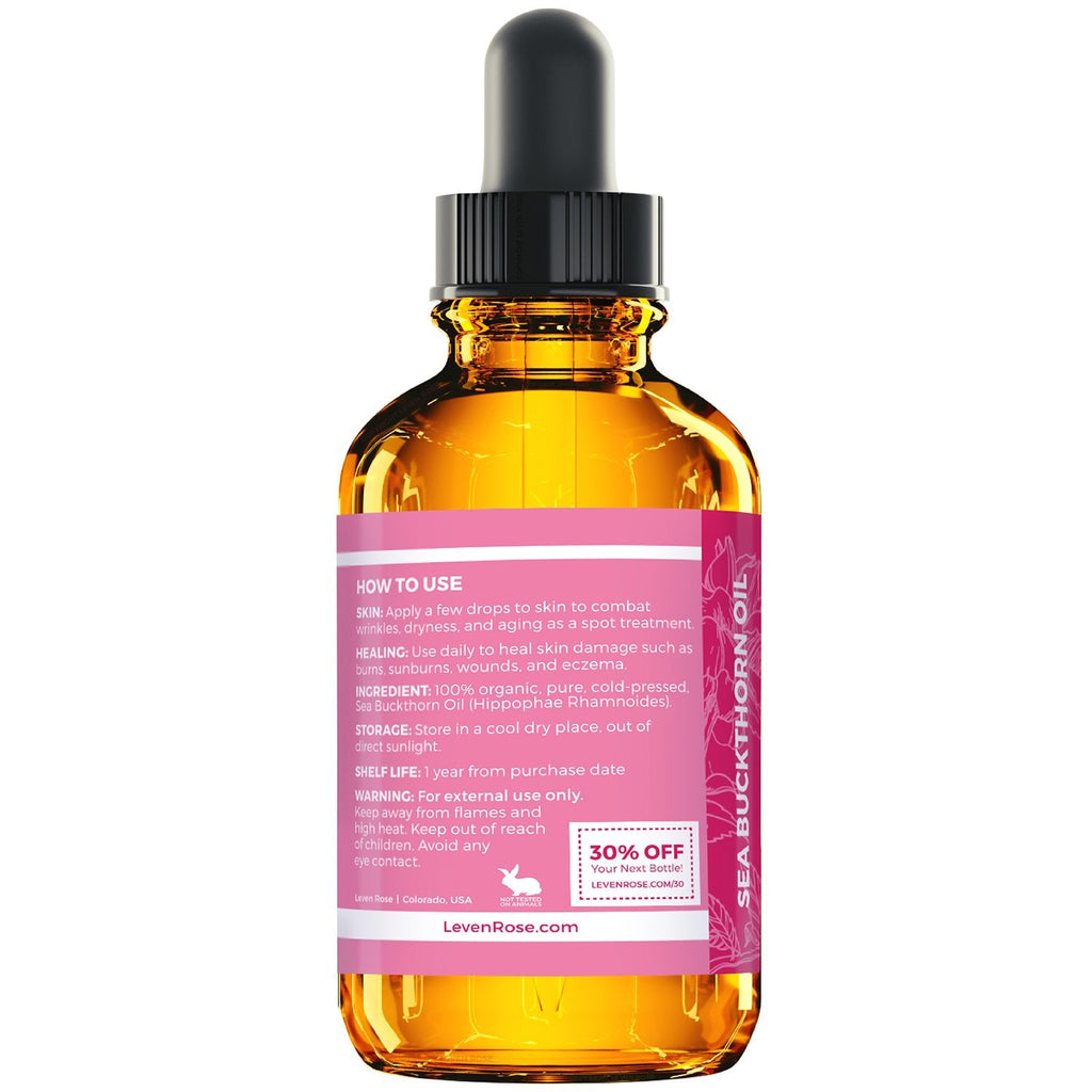 Leven Rose Sea Buckthorn Oil – 100% Pure Unrefined Cold-Pressed (1 oz)