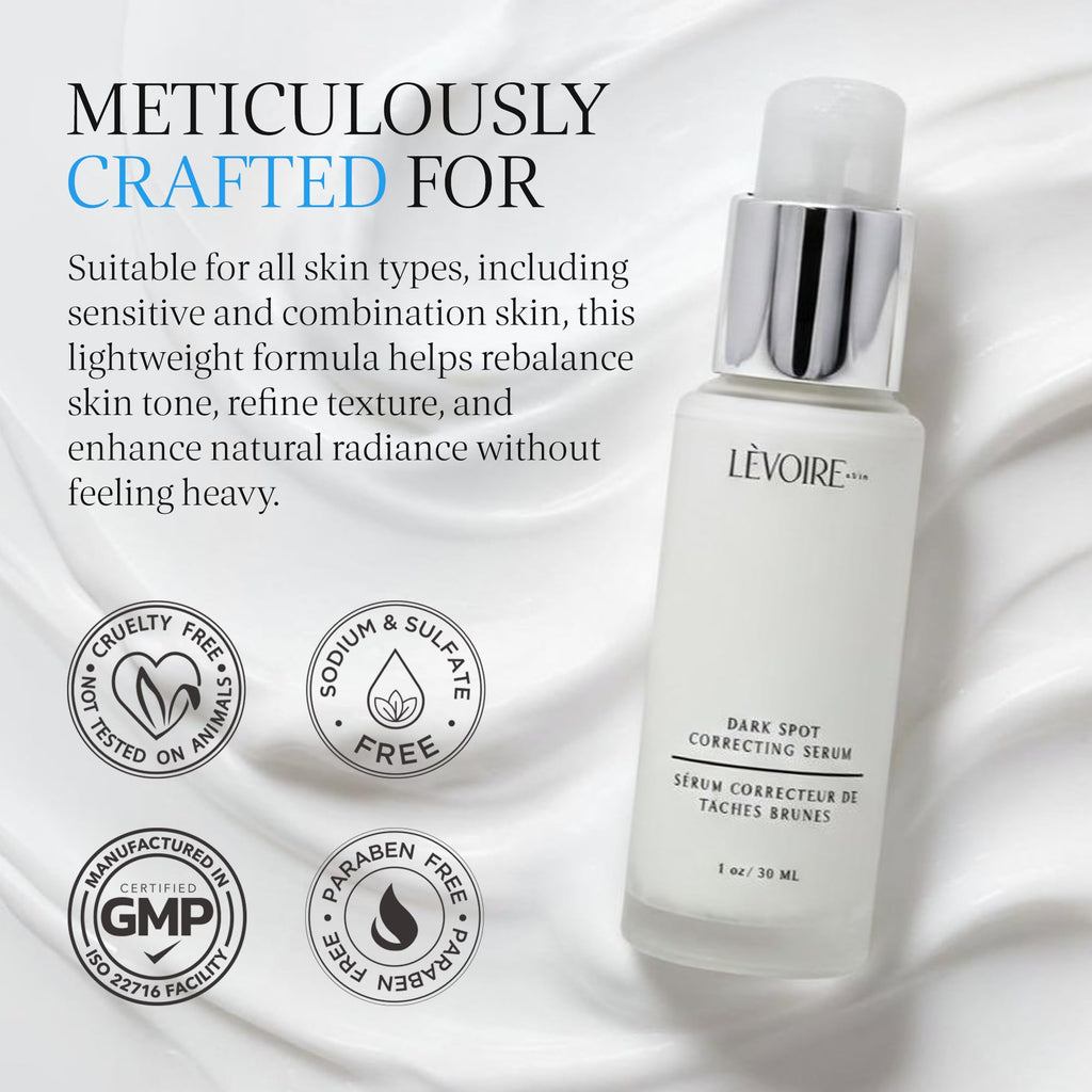 LEVOIRE SKIN Dark Spot Correcting Serum | 5% Niacinamide, Hyaluronic Acid | Even Tone & Refines Pores | 1 oz