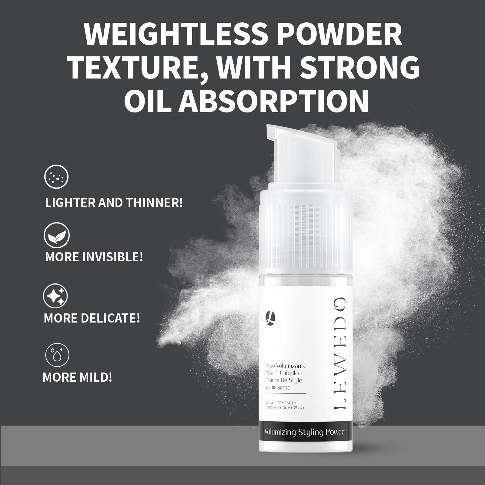 Lewedo Volumizing Styling Powder – 10g Spray for Natural Volume & Matte Finish