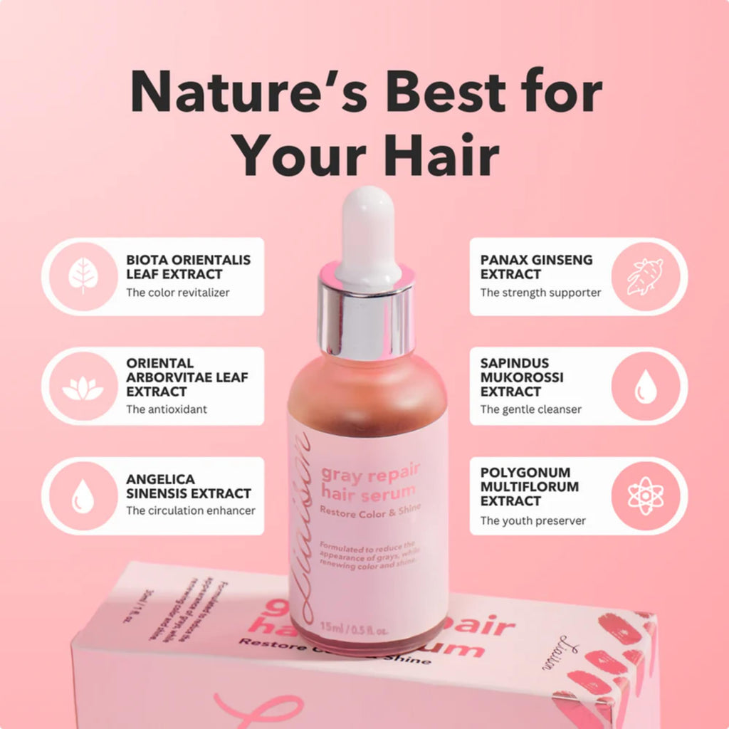 Liaison Gray Repair Hair Serum – Restore Color & Shine with Ginger & Angelica (15ml)