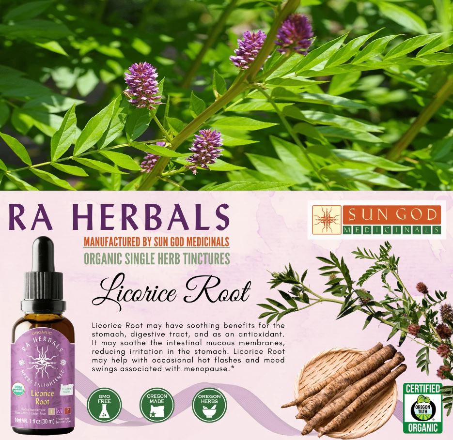 Organic Licorice Root Tincture - STOMACH, LIVER, DIGESTION, MENOPAUSE, RESPIRATORY ISSUES