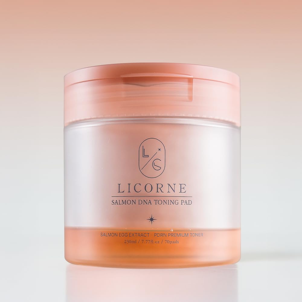 LICORNE Salmon DNA Toning Pads – PDRN Essence Toner for Glass Skin, Niacinamide & Adenosine, 70 Count