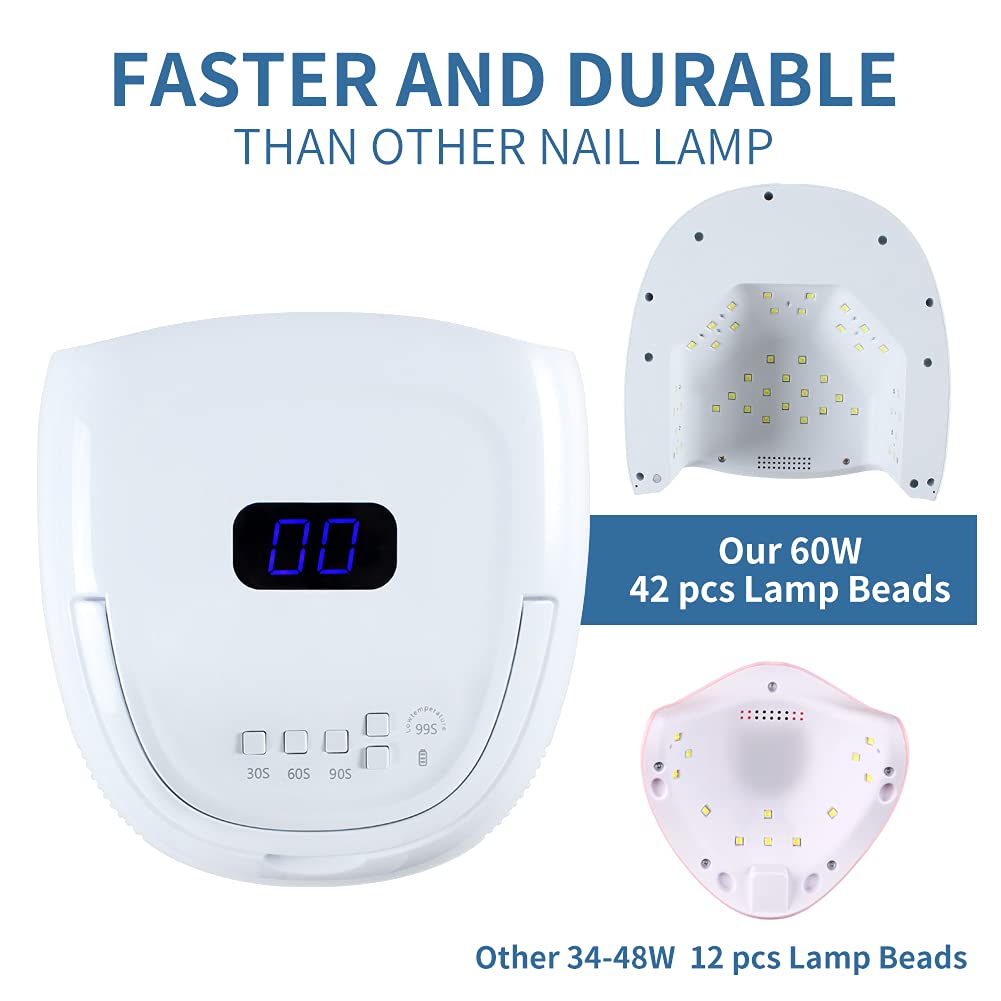 Liddy Art UV LED Nail Lamp 60W - Rechargeable, Auto Sensor