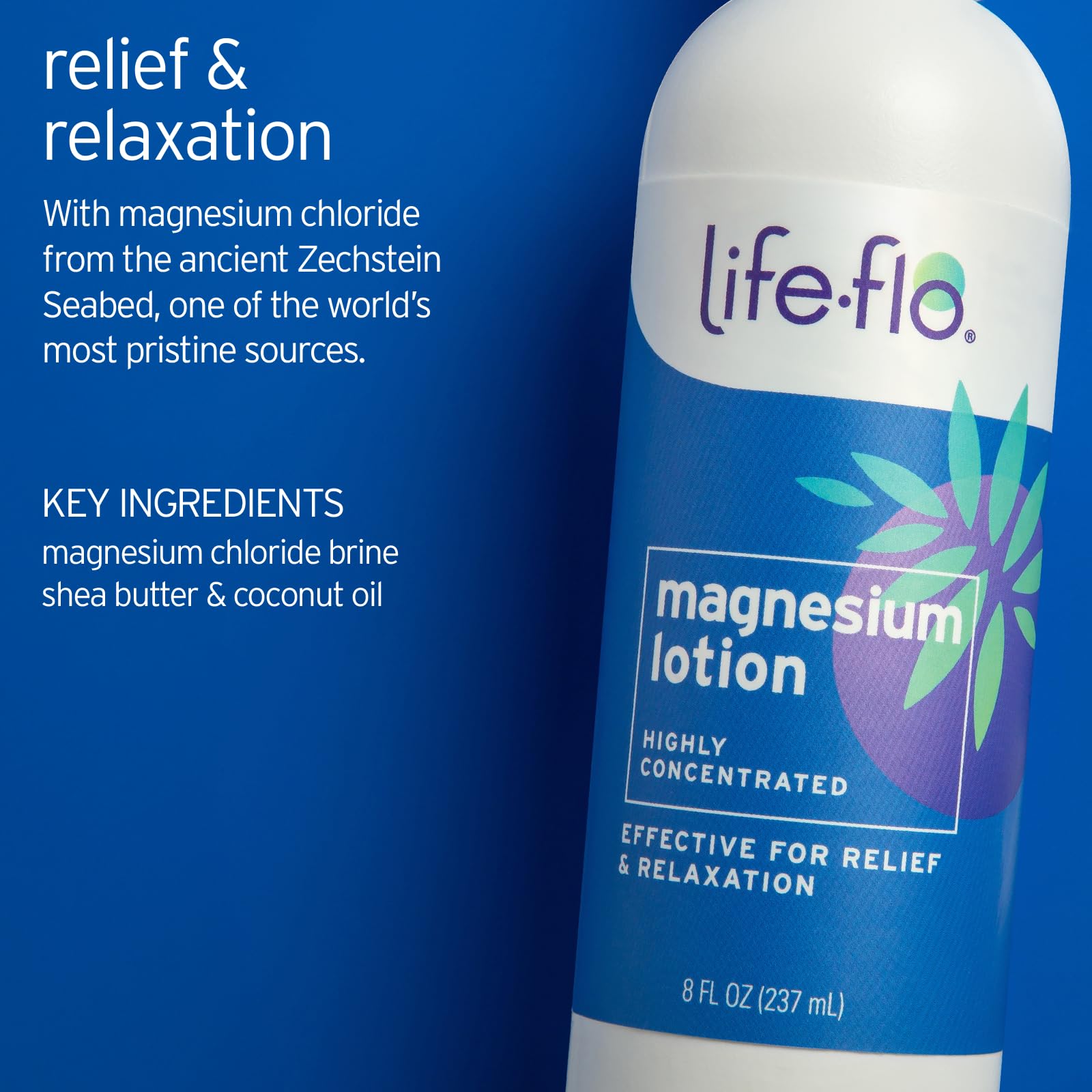 LIFE-FLO Magnesium Lotion & Pure Magnesium Oil Spray Bundle – Unscented, Zechstein Seabed, 8 oz x 2