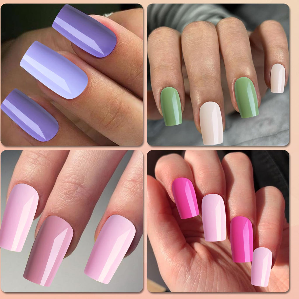 Lifextol Square Press-On Medium Nails – 576pc Pack with Adhesive Tabs (12 Sizes)