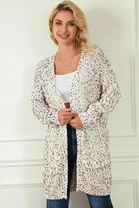 Colorful Cable Knit Sweater with Dots for Cozy Winter Wear