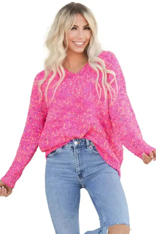 Colorful Cable Knit Sweater with Dots for Cozy Winter Wear