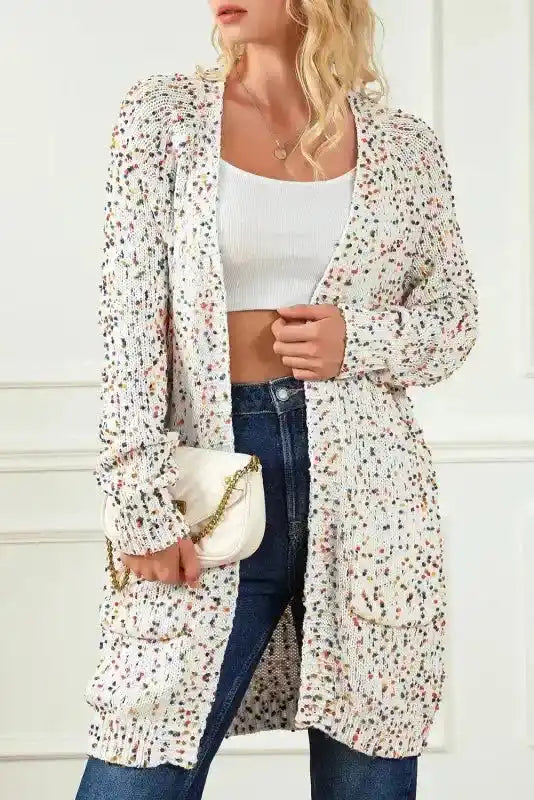 Colorful Cable Knit Sweater with Dots for Cozy Winter Wear