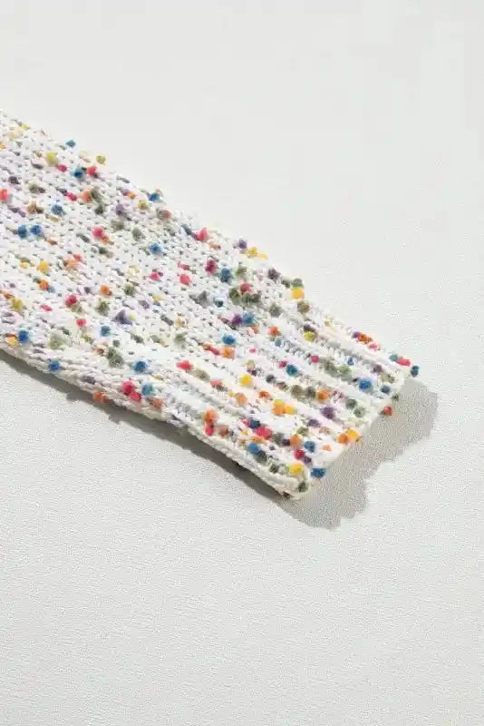 Colorful Cable Knit Sweater with Dots for Cozy Winter Wear