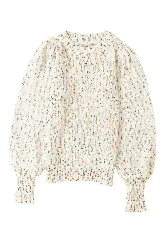 Colorful Cable Knit Sweater with Dots for Cozy Winter Wear