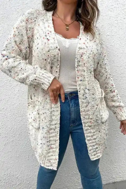 Colorful Cable Knit Sweater with Dots for Cozy Winter Wear