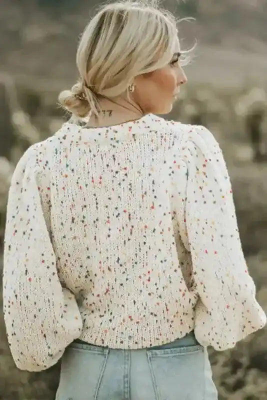 Colorful Cable Knit Sweater with Dots for Cozy Winter Wear