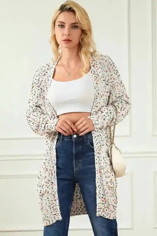 Colorful Cable Knit Sweater with Dots for Cozy Winter Wear
