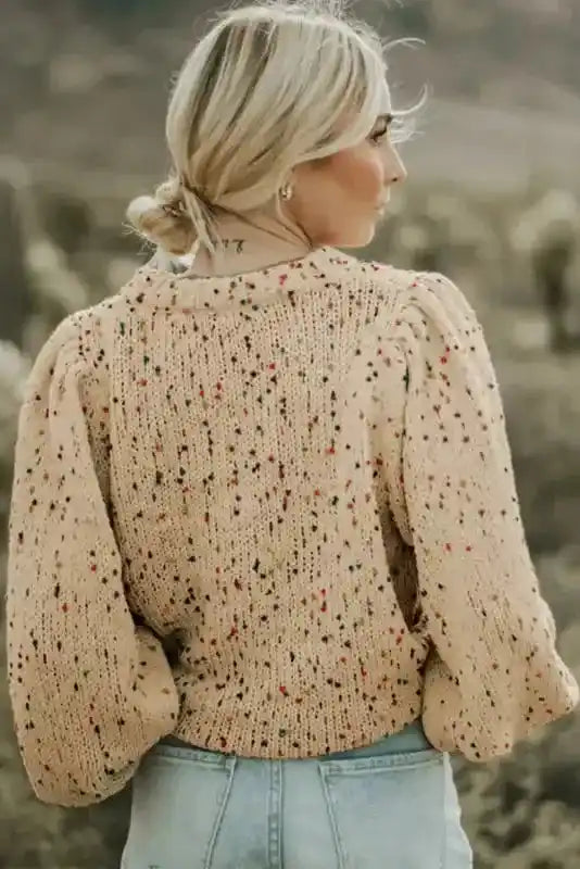 Colorful Cable Knit Sweater with Dots for Cozy Winter Wear