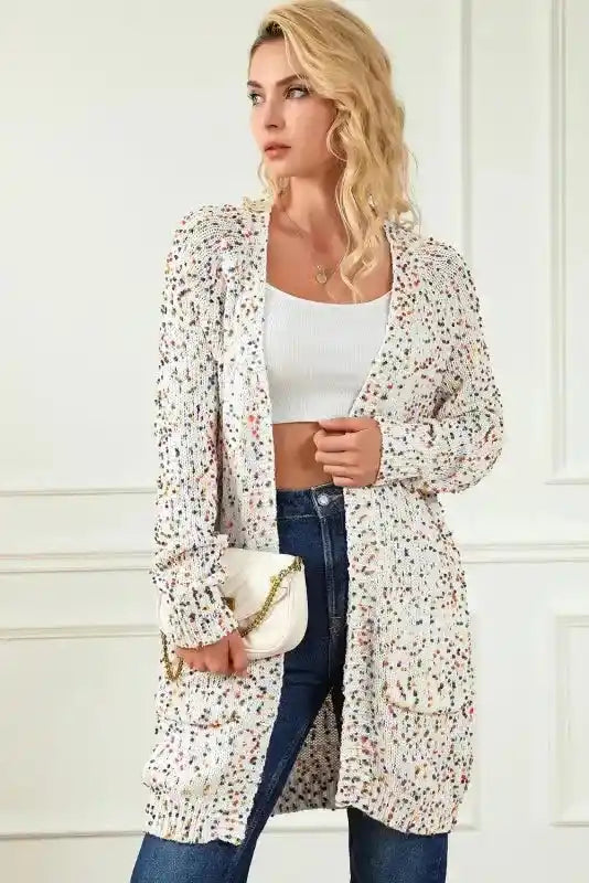 Colorful Cable Knit Sweater with Dots for Cozy Winter Wear