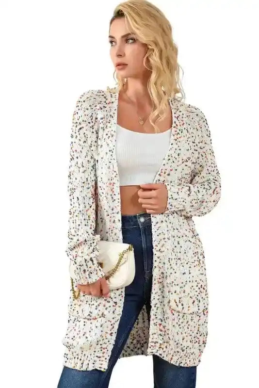 Colorful Cable Knit Sweater with Dots for Cozy Winter Wear