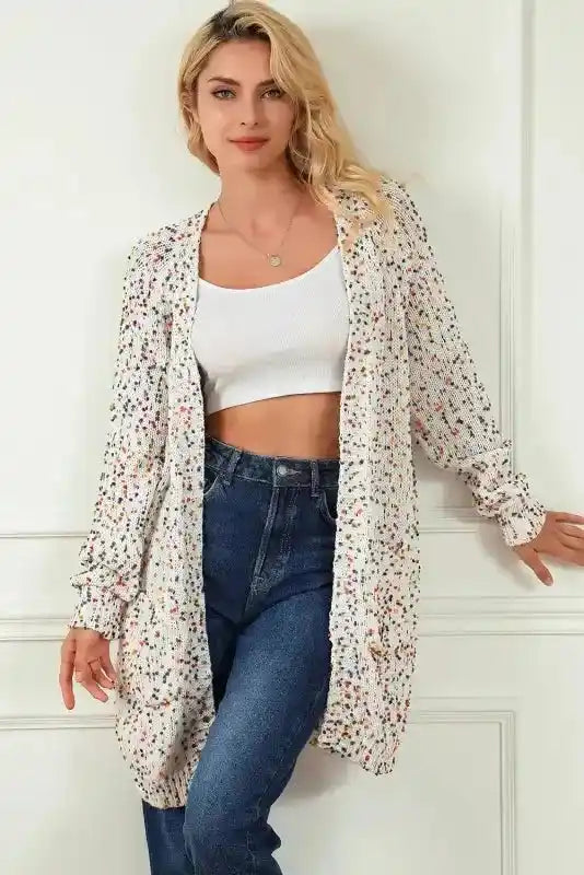 Colorful Cable Knit Sweater with Dots for Cozy Winter Wear