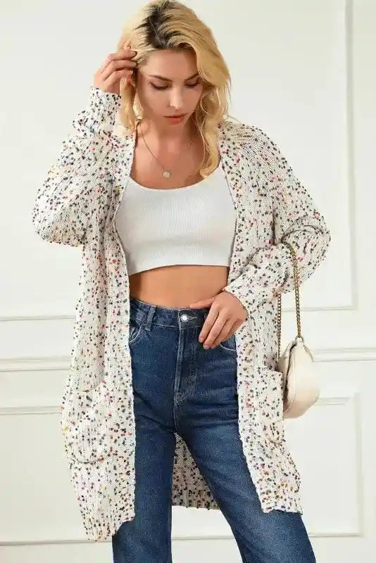 Colorful Cable Knit Sweater with Dots for Cozy Winter Wear