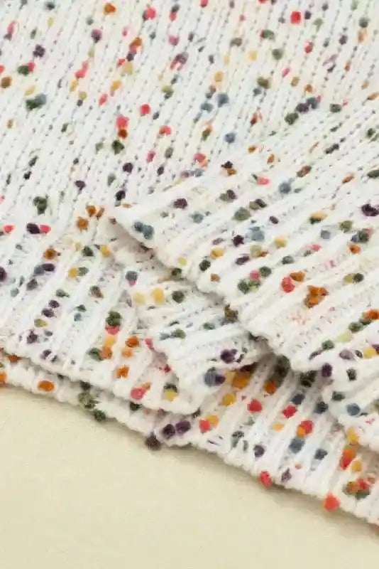 Colorful Cable Knit Sweater with Dots for Cozy Winter Wear