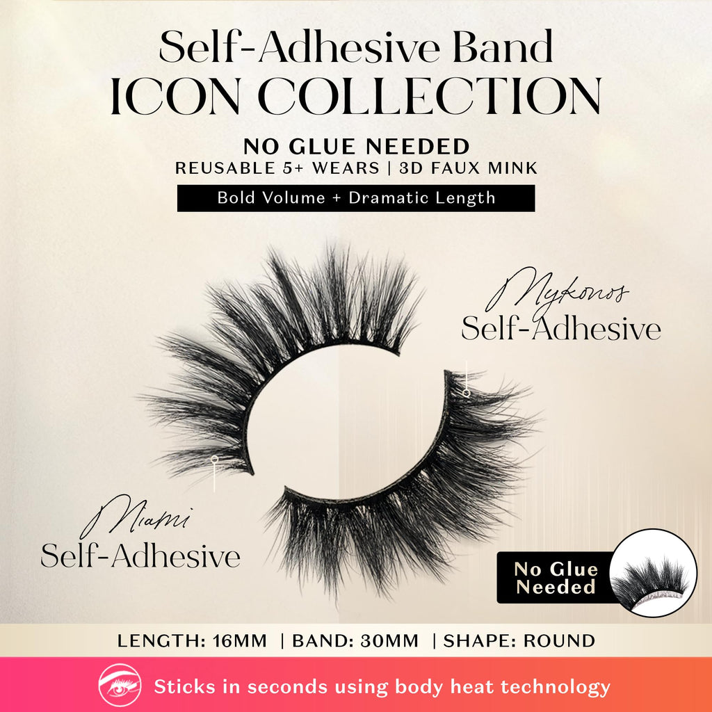 Lilly Lashes Self Adhesive Band 3D Faux Mink Eyelashes – Mykonos | No Glue Needed