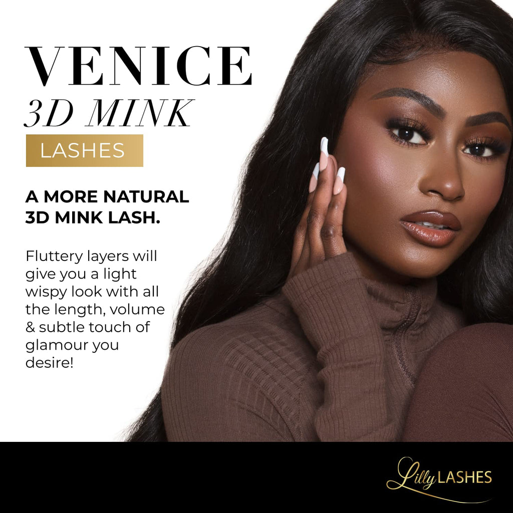 Lilly Lashes 3D Mink Venice – Handmade, Reusable False Eyelashes (Non-Magnetic)