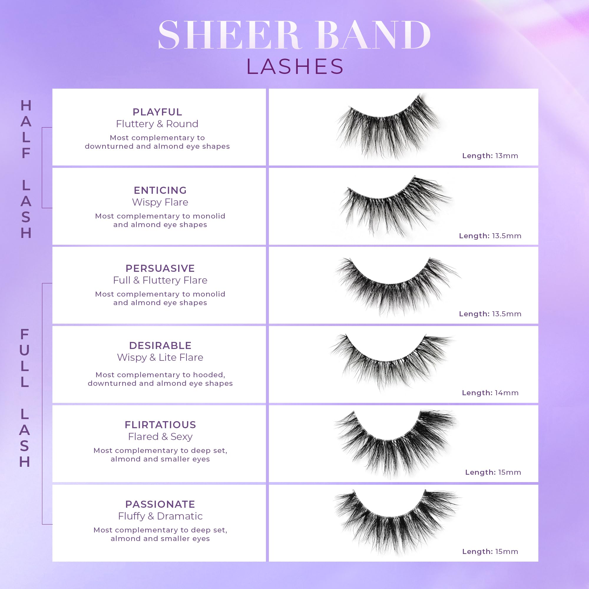 Lilly Lashes Sheer Band 15mm Passionate – Invisible Clear Band Mink Lashes, Reusable Up to 20x