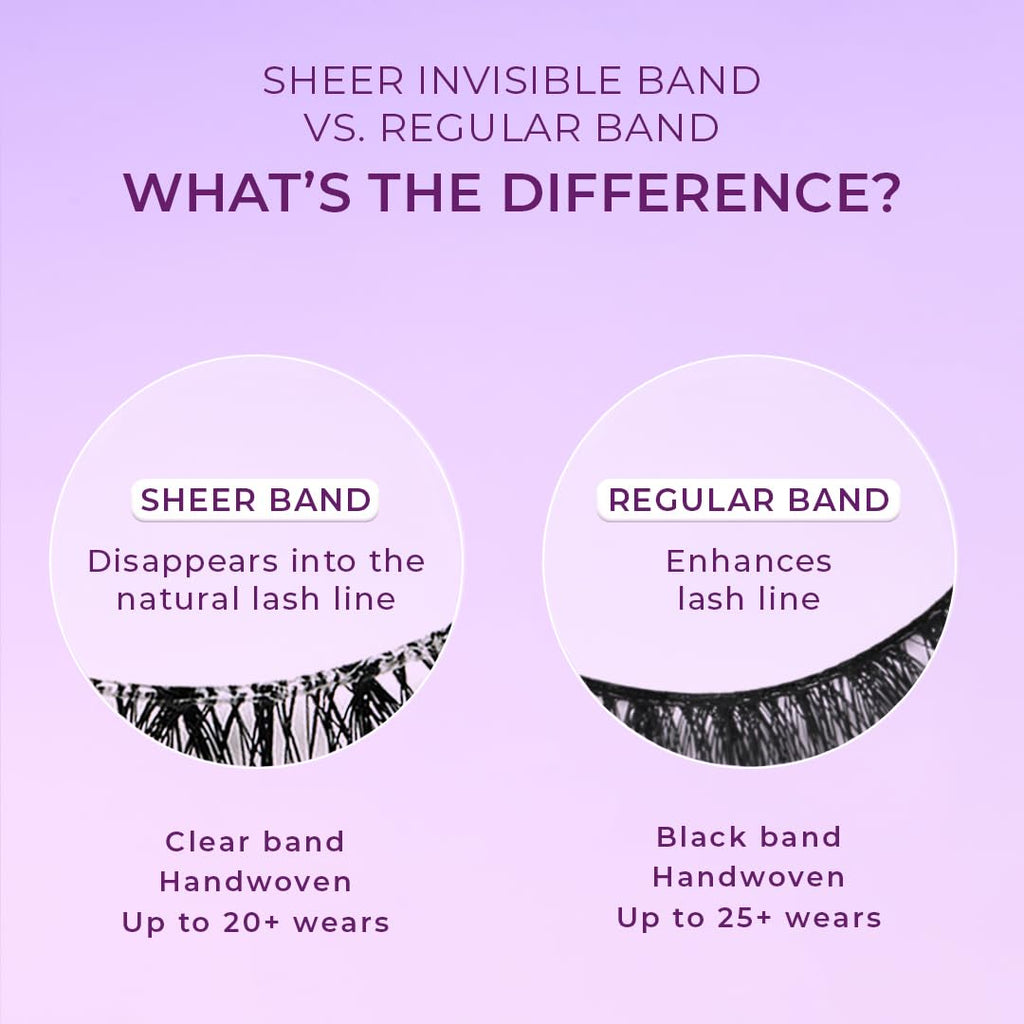 Lilly Lashes Sheer Band – Invisible Clear Band Lashes, 13.5mm, Natural Wispy Look, Reusable 20x