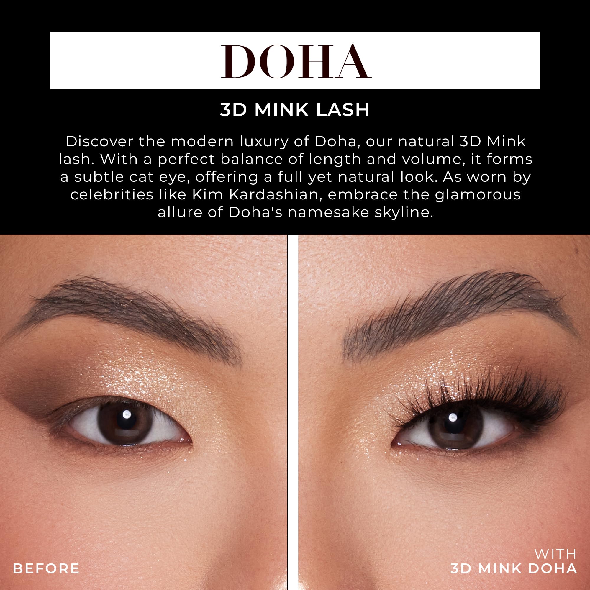 Lilly Lashes Doha 3D Mink Lashes – Reusable up to 25x, Fluffy Cat Eye